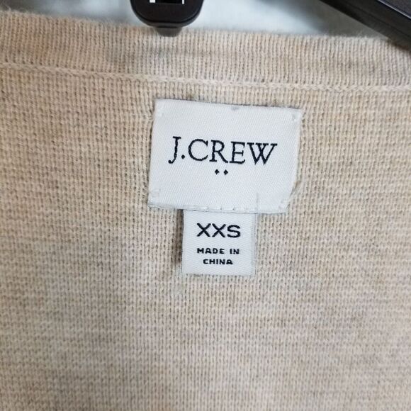 J. Crew Women Vanessa Collarless Sweater Blazer Sz 2XS Oatmeal Cream Cotton - Picture 8 of 9